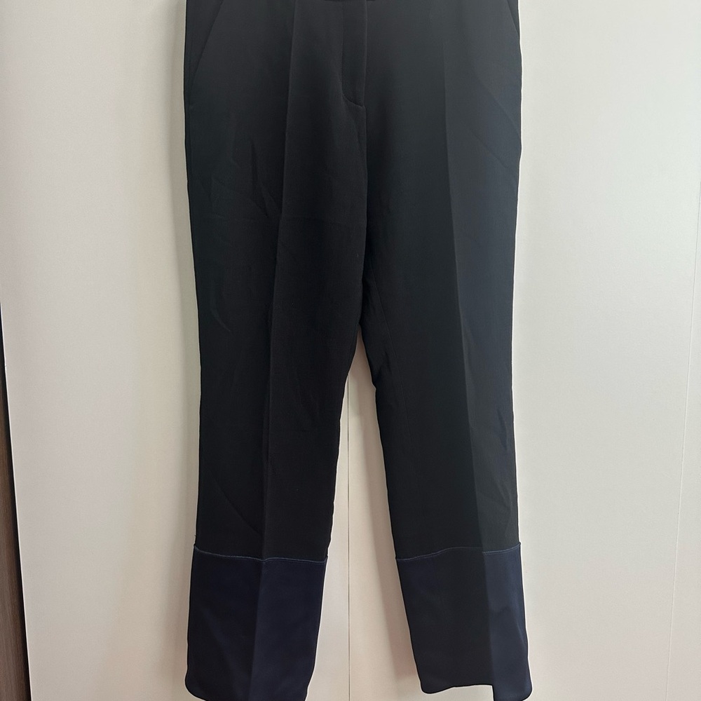 Derek Lam Wool Black and Navy Women's Straight Leg Pants - Picture 2 of 14